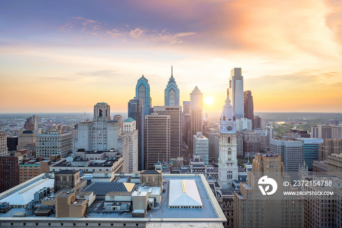 Cityscape of downtown skyline Philadelphia in Pennsylvania