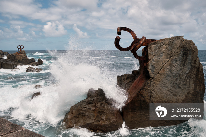 Peine del Viento tourist place in San Sebastian, Basque Country, Spain