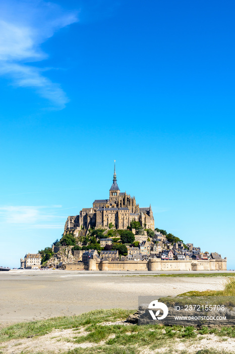 General view of the Mont Saint-Michel tidal island, located in France on the limit between Normandy 