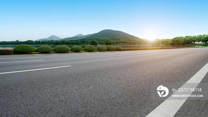 Road Pavement and Natural Landscape of Landscape..