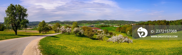 panoramic view of a rural landscape in the austrian region mühlviertel near unterweitersdorf