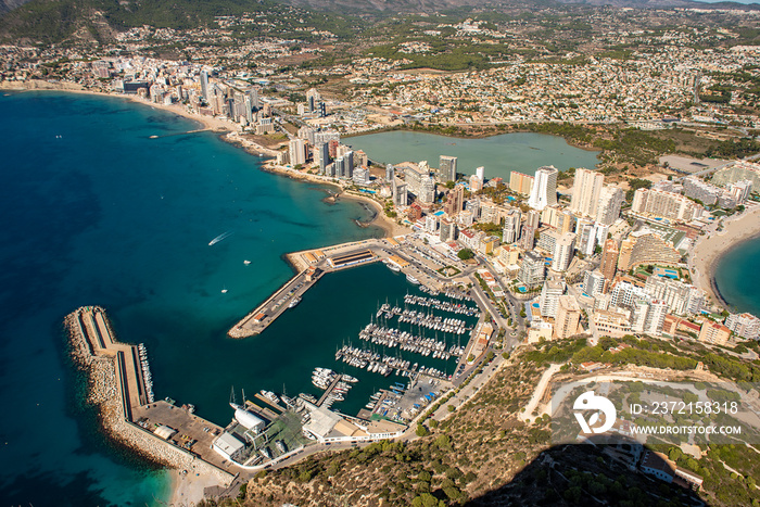 Landscape of the city of Calpe, with views of the sports port and the city.