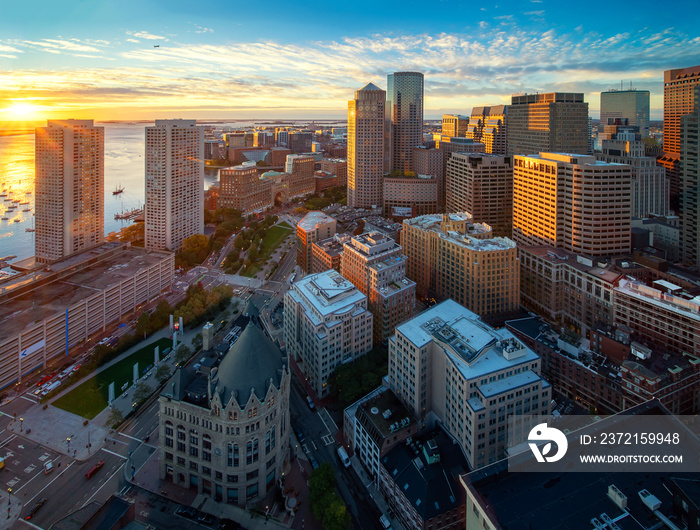 Boston city view from the roof top of Hotel