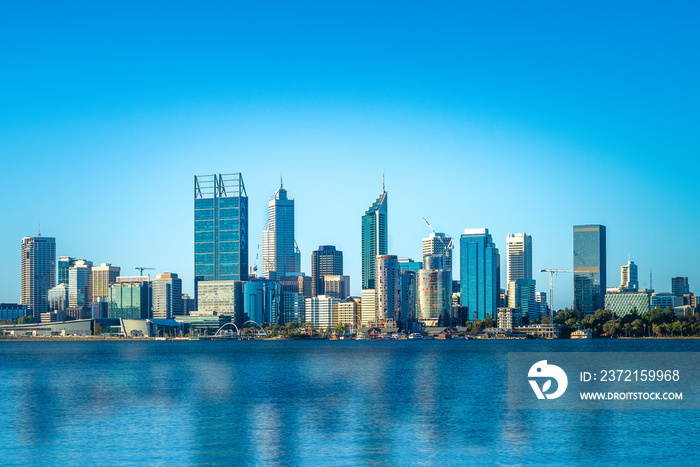 skyline of perth at night in western  australia