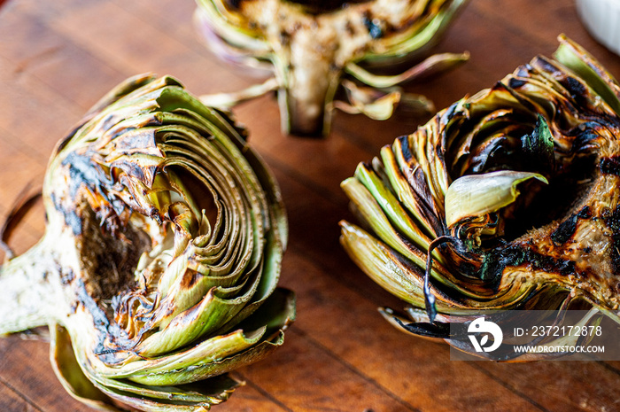 Grilled artichokes. Sautéed organic vegetable in olive oil, herbs, spices and salt and pepper. Class