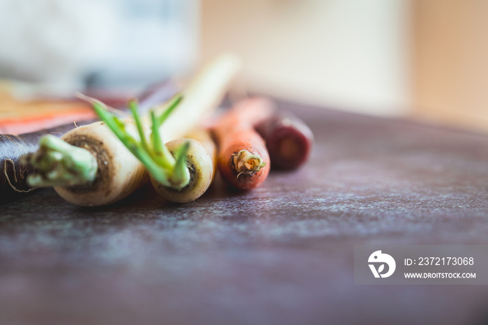 Rainbow Colored Carrots with Tops