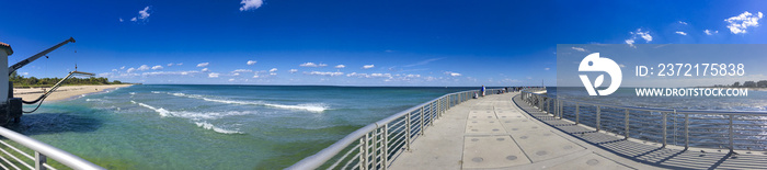 Beautiful beach and pier along the Ocean Inlet Park, Boynton Beach, Florida