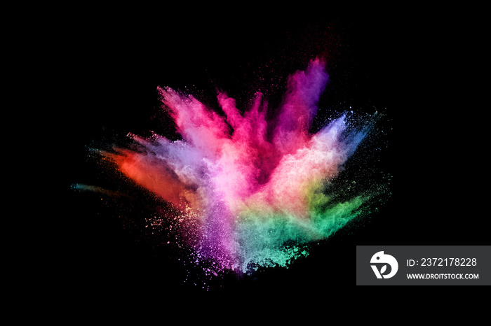 abstract colored dust explosion on a black background.abstract powder splatted background,Freeze mot