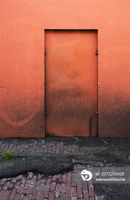 Red wall and door