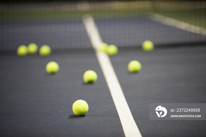 Tennis Balls on a Tennis Court