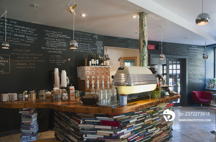 The interior of a cafe