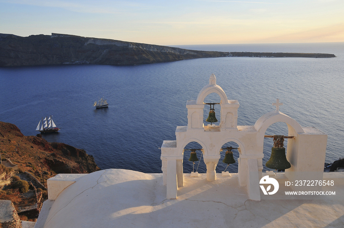 Bells of church in Santorini Island