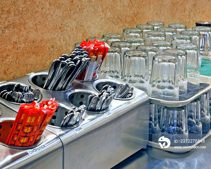 Arranged Glasses and Silverware