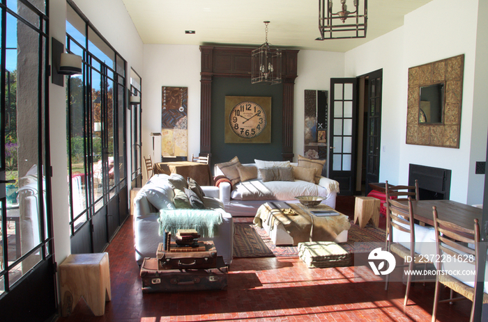 Living room and dining table in middle class home