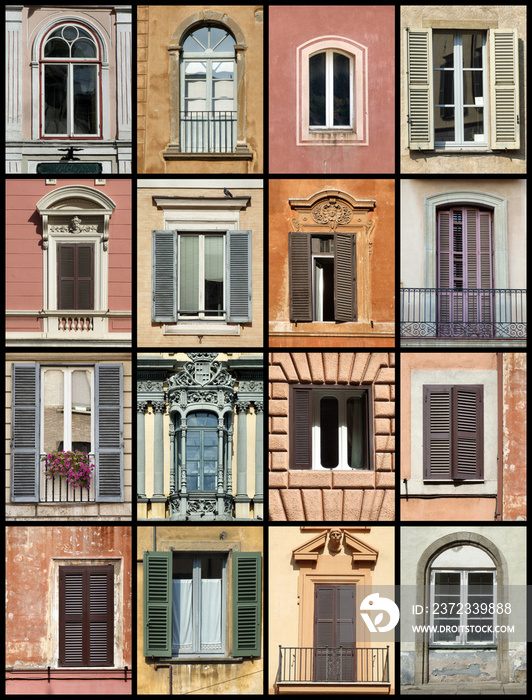 old windows collage