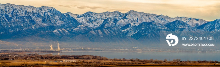 Utah Valley and lake against Mount Timpanogos