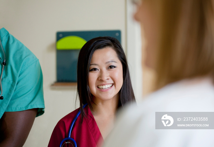 Close up of three healthcare professionals