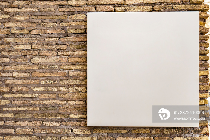 mock up blank white square canvas, small billboard for advertisement sales marketing strategy sign d