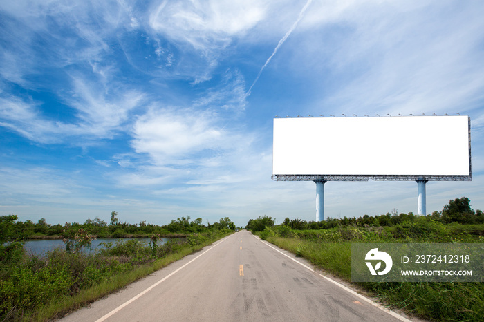 blank billboard on the sideway in the park. image for copy space, advertisement, text and object. wh