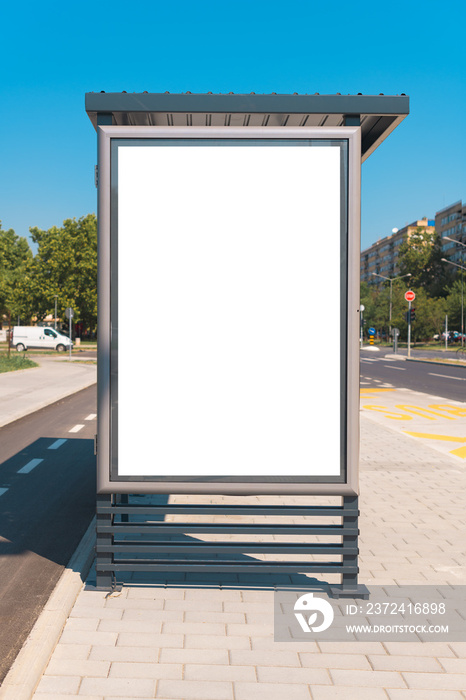 Outdoor advertising poster mock up on bus stop