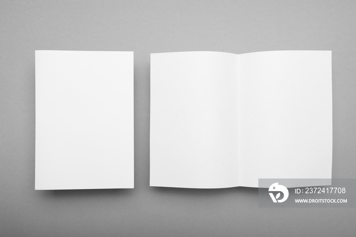 Open A5 book magazine mockup. Catalog with shadow, booklet.