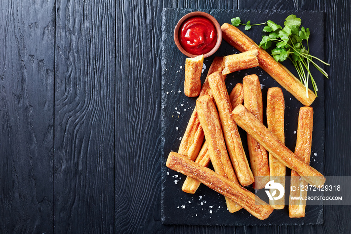 Cheese Straws, Cheesy Bread Sticks, flat lay