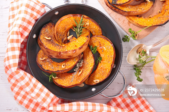 grilled pumpkin with herb and nuts