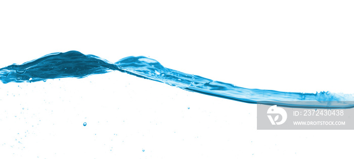 Blue water split line on white background