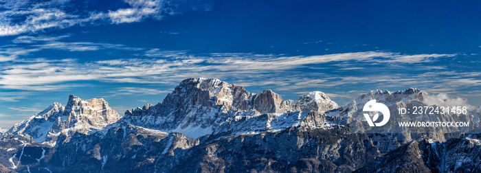 panoramic view of Mt Civetta ski resort, Dolomites, Italy