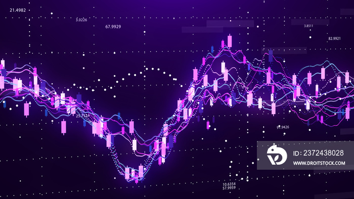 股市图。大数据。商业图。投资图。抽象财务图。3D效果图