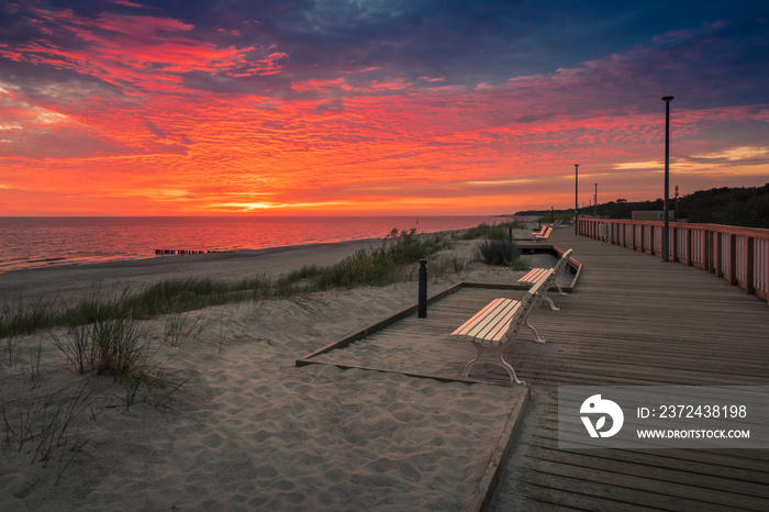 Promenade on the Baltic sea in Dziwnow, Poland