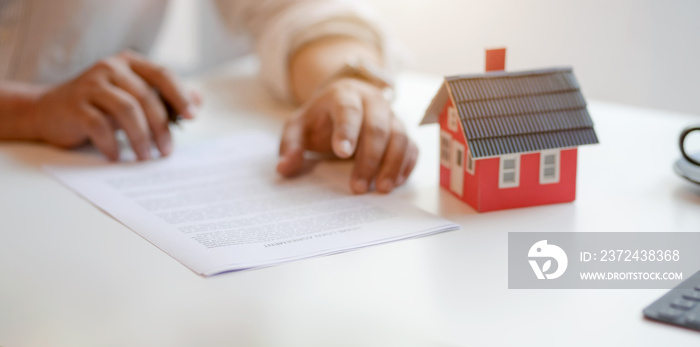 Property real estate concept : customer signing contract about home loan agreement