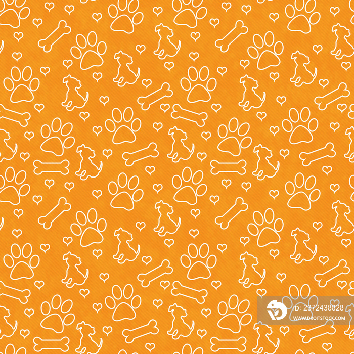 Orange and White Doggy Tile Pattern Repeat Background