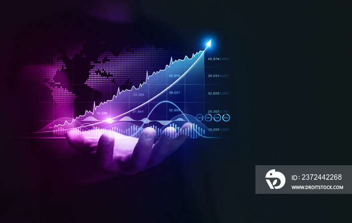 Investment finance chart stock market business and financial growth graph. Business strategy develop