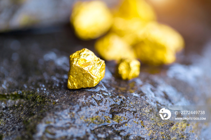 石头地板上的金子与商业伙伴一起发现成功和投资理念。