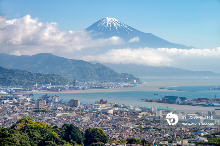 Mount Fuji and Shizuoka town from Nihondaira hill.