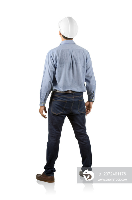 Engineer back view isolated