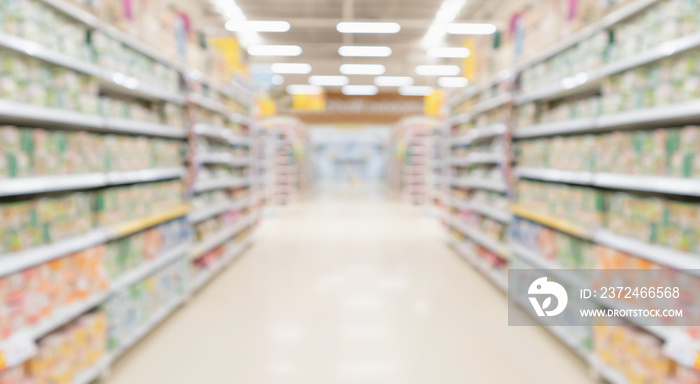 supermarket store aisle interior abstract blurred background