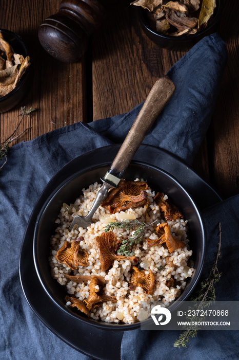 Kaszotto- polish risotto from barley groats with mushrooms