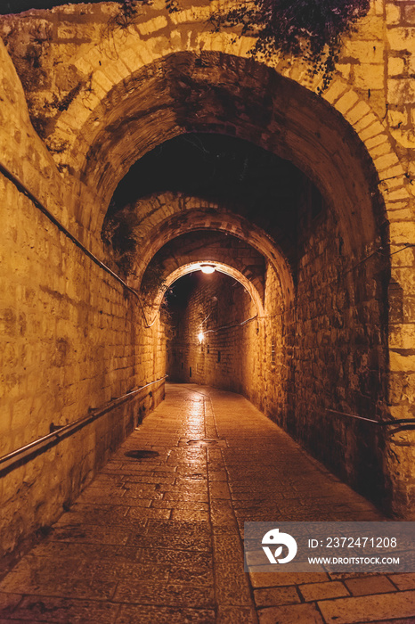 Ancient streets and buildings in the old city of Jerusalem