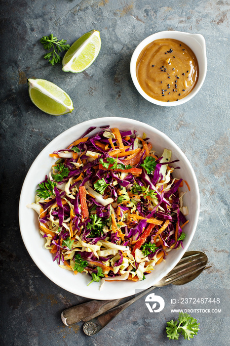 Asian cole slaw with peanut butter dressing