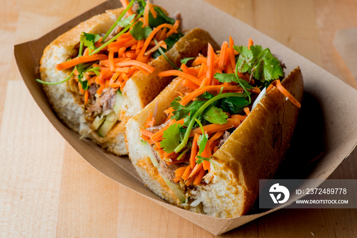 Bánh mì or banh mi, Vietnamese word for bread. Traditional classic Vietnamese cuisine. Baguette with