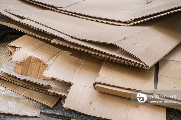 Stack of folded carton box boards