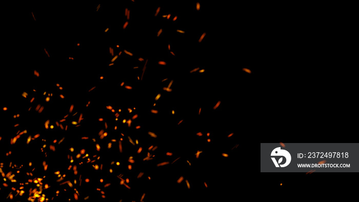 Abstract background of particles. Fire flying sparks. Burning red sparks. Fire. 4k background.