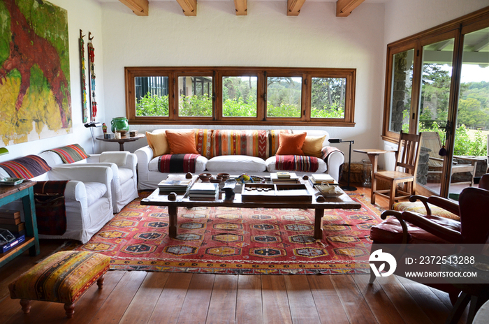 Sofa and coffee table in traditional home