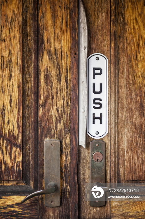 Push sign on a door