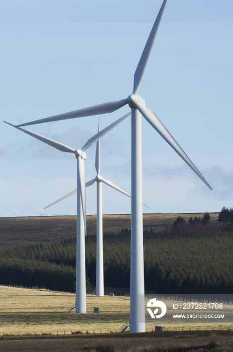 Three wind turbines at Dun Law wind farm