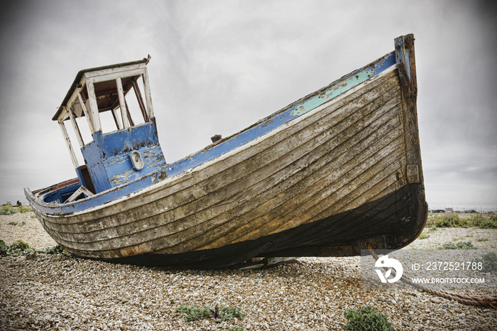 A fishing boat on the beach at Dungeness