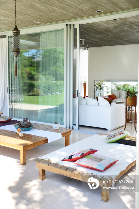 View of living room from porch