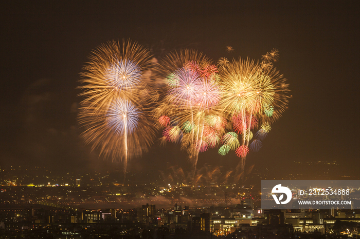Fireworks at night in Nagaoka City,Niigata Prefecture